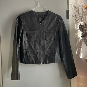 BCBGMaxazria leather crop jacket, size L
